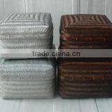 Bamboo Basket With Lid Brown and White Color