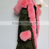 European style fashion ladies parka winter jacket with fox fur trim