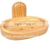 Bamboo Shower Soap Box Dish Holder Stand for Bathroom with Wall Mounted Design