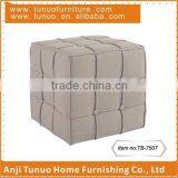 Square Fabric Ottoman Stool With Piping Around TB-7507