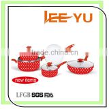 Red color ceramic coating cookware set