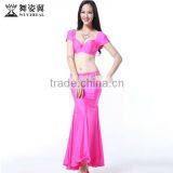 Wuchieal Spandex Belly Dance Costume With Bra Top and Wrap Fish Tail Skirt thumbnail-4
