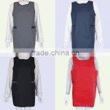 PU Plain Blue Wide Back Short Semi-closed Waterproof Apron