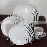 Eco-friendly Kitchen Crockery Cheap Ceramic 16pcs Square Shaped Dinnerware Set