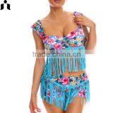 2017 Summer Xxx Sexy Sweet Girl Tassels High Waist Swim Wear thumbnail-5