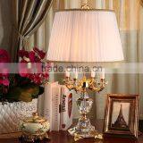 Graceful Clear Crystal Body Four Candles Table Lamp With Lampshade thumbnail-1