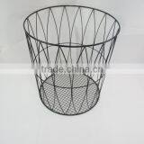 Metal Wire Laundry Basket, Black/white thumbnail-2