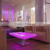 White Plastic RGB Luminous Night Club Led Light Dining Table With Glass Top thumbnail-1