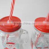 Offset Printing Surface Glass Mason Mug With Christmas Snowman Decal and Crown Cap thumbnail-3
