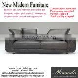 JR8014 100% Top Grain Cow Grey Leather Sofa Low Back Fashionable Contemporary Couch thumbnail-1