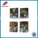 Gift Paper Bags "M",fancy Paper Bags, 4 City Deisgns Cheap Paper Gift Bags With Ribbon Handles thumbnail-1