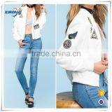 2016 High Quality Wholesale Causal Bomber Smart White Ladies Jacket thumbnail-1