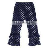 Kids Girls Polka Dot Pants Girls Triple Ruffle Leggings Cotton Full Length Fall Pants thumbnail-1