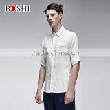 2015 New Stylish England Style Tops For Solid White Linen Leisure Shirt thumbnail-4