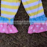 2015 New Baby Girl Blue & Yellow Easter Stripe Pant Set Outfits With Matching Necklace and Headband thumbnail-5