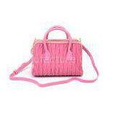 Fashion Soft Nylon Womens Leather Bag Shoulder Tote , Pink / Black thumbnail-1