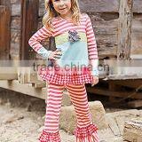 High Quality Stripe Ruffle Custom Girls Boutique Clothing thumbnail-1