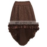 Belle Poque Vintage Retro Lace Satin Elastic Waist Asymmetrical High-Low Coffee Skirt BP000329-2
