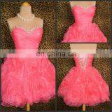 New Arrival Real Photo Sweetheart Organza Beaded Ruffles Ball Gown Short Mini Cocktail Dress thumbnail-1