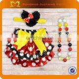 Newborn Baby Ruffle Chiffon Diaper Cover Cute Red White Polka Dot Bloomer With Headband and Necklace Wholesale thumbnail-2