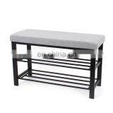 Customized Shoe Rack Storage Organizer Tower Shelf Faux Linen Metal Grey Custom Top Light Power Living Room thumbnail-3