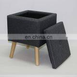 Reatai French Style Black Wood Frame Waiting Room Bench Footstool With Wood Legs thumbnail-5