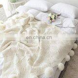 2021 Hot Knitted Blanket, Cute Style Chunky Chenille Throw Blanket Sofa Bed Knitting With Pom-pomsDecoration Soft Warm Blanket thumbnail-2