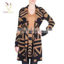 Intarsia Pattern Winter Cardigan Coat for Women With Belt thumbnail-1