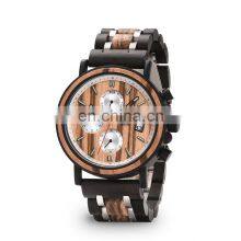 Top Brand Wholesale Men Watches Chronograph Wrist Watch with Stainless Steel Wood Band Luxury Gift Customize