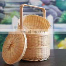 New Arrival 3 Tiers Bamboo Storage Basket With Handle Handmade natural gift basket & boxes Wholesale Made in Vietnam