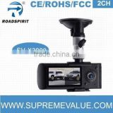 dual lens camera gps car camcorder with gsm function support 2.7 inch TFT screen