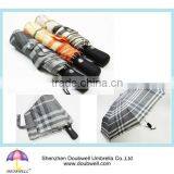 3 Foldable Automatic Umbrella, Checked Umbrella With Plastic Handle