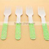 Pink Stripe Polka Dot Chevron Wooden Fork Wooden Utensil Wedding Deco Fork thumbnail-2