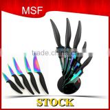 6pcs stainless steel knife set stock with rotatable stand