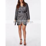 Best Selling Girls Wholesale Plus Size Jersey Wrap Dress Grey Marl thumbnail-1