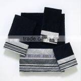 100% Cotton Black Silver Satin Hand Towel