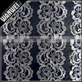Black Beautiful Flower With Bright for Wedding Dress Chantilly Lace Plain Yarn Polyester Nylon Lace Fabric