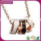 Technology 2016 Rose Gold Three Circle Enamel Disc Necklace