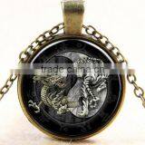 Popular Ying-Yang Dragon and Tiger Fighting DIY Glass Dome Necklace Photo Glass Jewelry Handmade Jewelry Comic DIY Jewelry thumbnail-1