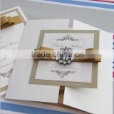Gate fold wedding invitation card with brooch                        
                                                Quality Choice