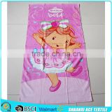 Soft cotton cartoon image girl beach towel for kids/ girl printed beach towel
