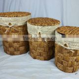 Vintage natural fibre woven laundry basket;factory direct sales
