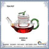 clear borosilicate glass tea pot TP089-3GN