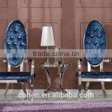 Handcraft Luxury Elegant High Back Fabric Armchair/leisure Chair/dining Chair With Stainless Steel Furnitre thumbnail-2