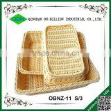 Rectangular Hand Weaving Plastic Rattan Basket for Bread thumbnail-2