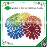 Cheap handmade round 38cm customized red decorative flower paper placemats