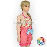 Baby Girls Summer Two Pieces Halter And Shorts Set Pink Flower Bodysuit Clothing Manufacturers Romper Girls thumbnail-6