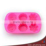 Different Flower Shaped 6 Cups Silicone Cake Mold (HCM-S17) thumbnail-2