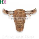 Wooden Animal Heads Trophy Head Bull thumbnail-1