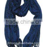 2014 Navy Blue Viscose Long Scarf With Tassels